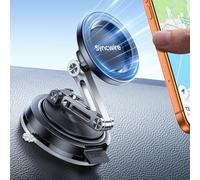 SYNCWIRE MagSafe Car Mount, 3-Axis Adjustable Magnetic Phone Holder with Replaceable Vacuum Suction Cup, 360° Rotatable & Foldable Dashboard/Windshield Mount for iPhone 17/16/15/14/13/12 Series