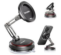 SYNCWIRE MagSafe Car Mount, 3-Axis Vacuum Suction Cup Magnetic Phone Holder | 18 Strong N52 Magnets, 78+ lb Suction Hold, 3-Axis Folding Arm, 360° Rotation, Extra Nano Gel Grip for Dashboard & Windshield