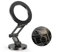 SYNCWIRE MagSafe Car Mount Magnetic Phone Holder Strong Magnets All Metal Flexible 3 Axis 360 Rotation for Dashboard and Tesla Screen Titanium Black for iPhone 18 17 16 15 14 Series