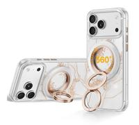 SYNCWIRE Magnetic Phone Ring Holder for MagSafe, 360° Rotation Dual Sided Magnet Grip Cell Phone Ring Stand Finger Kickstand Compatible with iPhone 16 15 14 13 12 Pro Max fits MagSafe - Pearl Gold