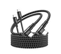 SYNCWIRE USB C to USB C Charger Cable, 2 Pack 6.6ft Type C 60W Fast Charging Cord, Nylon Braided Right Angle Cable for iPhone 15/15 Pro/15 Plus/15 Pro Max, Samsung Galaxy S24, iPad, MacBook Black