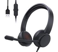 syndesmos Headsets with Microphone for PC, USB Headsets with Noise Cancelling Mic, Wired Office Computer Headsets for Skype, Call Center, Zoom, Teams, Games, Teaching