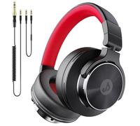 syndesmos Wired Over Ear Headphones DJ & Monitoring Headphones with 50mm Neodymium Drivers and 1/4 to 3.5mm Jack Headphone for DJ Studio Podcast AMP Recording Monitoring Guitar Electric Drum (Red)