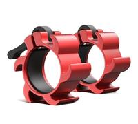 Synergee Rogue Red Aluminium Barbell Collars - Locking 2" Olympic Size Weight Clamps - Quick Release Collar Clips - Bar Clamps Great for Crossfit Olympic Lifts and Strength Training