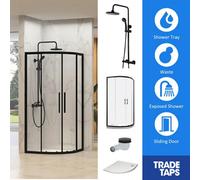 Synergy Designer Black 2 Door, Tray, Waste & Trisen Shower Set Quad 800 X 800mm
