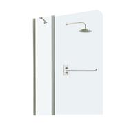 Synergy Hardware Vodas 6 Radius Extended Fixed Panel Bath Screen & Towel Rail 1400mm Clear Glass