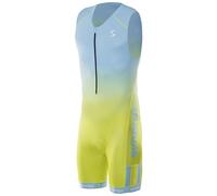 Synergy Triathlon Tri Suit - Men's Elite Sleeveless Trisuit (Mint/Yellow, Large)