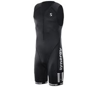 Synergy Triathlon Tri Suit - Men's Elite Sleeveless Trisuit (Salt/Pepper, X-Large)