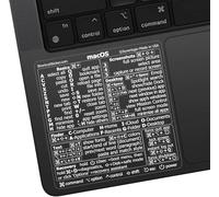 SYNERLOGIC (10 pcs) Mac OS (Ventura/Monterey/Big Sur/Catalina/Mojave) Keyboard Shortcuts Transparent No-Residue Vinyl Sticker for Black MacBook (Clear/White/Pack of 10)