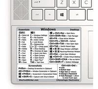 SYNERLOGIC (2 pcs) Windows PC Reference Keyboard Shortcut Vinyl Sticker, Laminated, no-Residue Adhesive, for Any PC Laptop or Desktop SM: 3"x2.5" (White, Pack of 2)