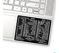 SYNERLOGIC (2 pcs) Word/Excel (for Windows PC) Reference Guide Shortcuts Sticker, Laminated, No-Residue Vinyl (Black/Large, Pack of 2)