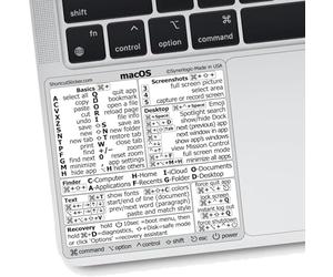 SYNERLOGIC (5 pcs) Mac OS Keyboard Shortcut No-Residue Vinyl Sticker, Compatible with 13"-16" MacBook Air/Pro iMac Mac mini (White, Pack of 5)