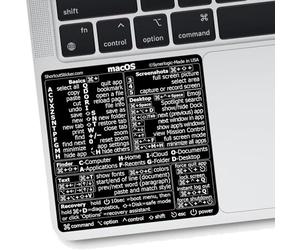 SYNERLOGIC (5 pcs) Mac OS Keyboard Shortcut Sticker - No-Residue Vinyl, Compatible with 13"-16" MacBook Air/Pro iMac Mac mini (Black, Pack of 5)