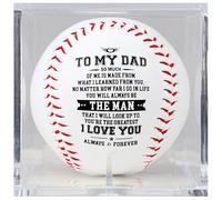 SYNGUCK Baseball Gift for Dad - to My Dad Engraved Baseball in Clear Acrylic Display Case - Father’s Day, Birthday, Retirement Gift for Dad - Emotional Thank You Present for Father