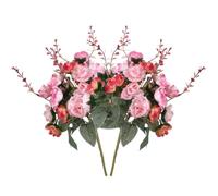 SynHHergyx 2 Bunches Pink Artificial Flowers, Faux Flowers Artificial Roses Peonies, Pink Fake Peonies Faux Hydrangea Silk Flower Bouquet for Home Wedding Party Decoration Arrangement