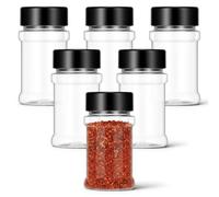 SynHHergyx 6 PCS 2.7 oz Plastic Small Spice Jars Spice Bottles with Lids Clear Empty Seasoning Bottles Spices Shakers with Holes and Lids Wide Mouth Airtight Jars for Spices & Powders