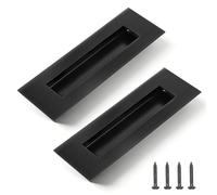 SynHHergyx Pocket Door Handles, 2 Pcs 6 Inch Black Recessed Sliding Closet Door Pulls Stainless Steel Rectangular Flush Pulls for Sliding Closet Barn Doors