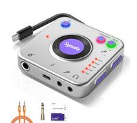 Synido Audio Interface for Recording Music with Instrument Gain Control, 24bit/96KHz, Portable HiFi Audio Interface, Comes with USB-C, Lightweight Audio Adapter for