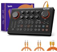 Synido Podcast Equipment Audio Interface Mixer, Sound Card with Professional Preamps, 48V Phantom Power, 9 Custom Pads, XLR, 1/4", 1/8" Inputs for Live Streaming/Music Recording/Gaming/PC/Guitar