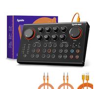 Synido Podcast Equipment Sound Card, Audio Interface Mixer with Pro-preamp, 48V Phantom, 9 Customize Sound Pads, XLR, 1/4", 1/8" Inputs for Live Streaming/Music Recording/Gaming/PC/Guitar, Black