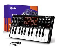 Synido USB C MIDI Keyboard Controller 25 Keys with 8 Backlit Drum Pads, OLED Screen, Compact Mini MIDI Controller for Music Production - Black, TempoKEY K25