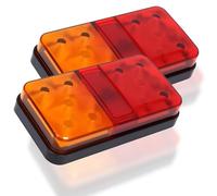Synkris 2PCS 12V LED Rear Tail Lights Trailer Lights Universal 10 LEDs Truck Turn Signal Indicator Lamp Waterproof Brake Stop Rear Light for Caravan Van Boat Truck Lorry Tractor Camper Red Yellow
