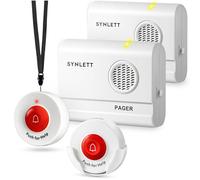SYNLETT 2 Caregiver Pagers 2 Call Buttons Wireless Call Bell Alert Buttons for Patients Elderly Seniors Home Portable Nurse Call System Bed Alarm Fall Prevention Emergency