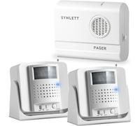SYNLETT Bed Alarm Caregiver Pager with 2 Wireless Motion Sensors Alarm Indoor Fall Prevention for Elderly Monitoring Seniors Dementia Patients Seniors Home Door Chime
