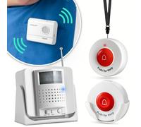 SYNLETT Caregiver Pager 2 Wireless Call Buttons 1 Motion Sensor Alarm Indoor for Elderly Monitoring Fall Prevention Bed Alarm Alert System Portable Nurse Call for Seniors Dementia Patients Emergency