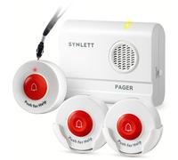 SYNLETT Caregiver Pager 3 Wireless Nurse Call Buttons for Elderly Monitoring SOS Alert System Portable Alarm Call Bell for Nursing Home Care Seniors Patients Emergency