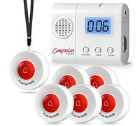 SYNLETT Caregiver Pager for Elderly Adults Nurse 6 Call Buttons for Elderly at Home Seniors Patients Nurse Call Light Monitoring System Alert Button Bed Alarm Buzzer Emergency Clinic