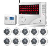 SYNLETT Nurse Call System Wireless Call System with 1 Portable Caregiver Pager 10 Call Buttons and 1 Central Monitoring Unit for Seniors Patients Clinic Emergency Nursing Care Home