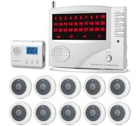 SYNLETT Nurse Call System Wireless Call System with 1 Portable Caregiver Pager 10 Call Buttons and 1 Central Monitoring Unit for Seniors Patients Clinic Emergency Nursing Care Home