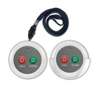 SYNLETT Wireless Call Buttons for Wireless Calling System with Clear Function, Caregiver Finder for Clinic, Restaurant, Nursing, Home, Customer Facilities, 2 Pack, White