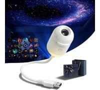 Synlghapse HD Smart Dynamic 5D Holographic Night Light Projector, 2-in-1 Galaxy Star Projector Light with 3/6/12/24 Sliding Projection Films, Plug-and-Play, 360° Adjustable, USB Powered，White：6 Films