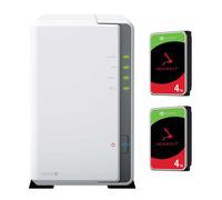 Synology DS223j 2-Bay Diskstation NAS (Realtek RTD1619B 4-Core 1.7 GHz 1GB DDR4 RAM 1xRJ-45 1GbE LAN Port) 8TB Bundle with 2 x 4TB Seagate IronWolf NAS HDDs (ST4000VN006)