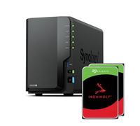 Synology DS225+ 24TB (Seagate Ironwolf 2x12TB) 2-Bay Plus Series - Intel Celeron J4125 Quad-Core, 2GB Non-ECC DDR4 SODIMM 1x2.5GbE and 1x1GbE RJ-45 LAN Port