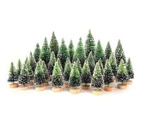 Synoratory Small Christmas Tree,Mini Christmas Tree, Mini Pine Tree, Bottle Brush Fake Trees with Wooden Base for Tabletop Decorative (Grass Green)