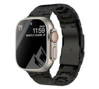 synsing Titanium Band Compatible for Apple Watch Ultra 2 49mm 45mm 44mm 42mm 41mm 40mm 38mm, Titanium Metal Strap Compatible for iWatch SE Series 9 8 7 6 5 4 3 2 1 with Butterfly Buckle, Black 49mm