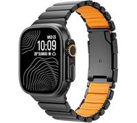 synsing Titanium Watch Strap for Apple Watch Ultra 3/21 49 mm, Hybrid Silicone Lining & Secure Clasp, Adjustable, Lightweight Metal Strap, Non-Slip, No Pulling on the Hair, 49mm, Titanium