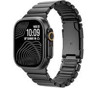 synsing Titanium Watch Strap for Apple Watch Ultra 3/21 49 mm, Hybrid Silicone Lining & Secure Clasp, Adjustable, Lightweight Metal Strap, Non-Slip, No Pulling on the Hair, 49mm, Titanium