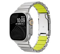 synsing Titanium Watch Strap for Apple Watch Ultra 3/21 49 mm, Hybrid Silicone Lining & Secure Clasp, Adjustable, Lightweight Metal Strap, Non-Slip, No Pulling on the Hair, 49mm, Titanium