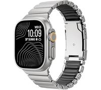 synsing Titanium Watch Strap for Apple Watch Ultra 3/21 49 mm, Hybrid Silicone Lining & Secure Clasp, Adjustable, Lightweight Metal Strap, Non-Slip, No Pulling on the Hair, 49mm, Titanium