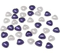 Syntego 100 x White and Purple Mix 8mm Pearl Flat Backed Heart Shape Embellishments Beads Gems, for Crafts, Table Decorations, Weddings, Christmas