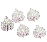 Syntego 15 White and Gold Glitter Leaves 26mm Resin Christmas Embellishments Card Making Crafts