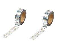 Syntego 2 Rolls Foil Washi Tape Craft Supplies Tape Scrapbooking DIY Craft Decorative Foil Washi 5/8" x 393" - 15mm x 10m (Holographic Stars)