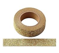 Syntego 2 Rolls Glitter Washi Tape Decorative Craft Self Adhesive Stick On Sticky Glitter Trim 15mm x 5 Meters (Gold)