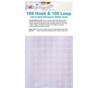 Syntego 210 x 13mm Hook and Loop Self Adhesive Dots 105 Hook & 105 Loop Fasteners (White, 1)