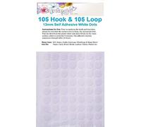 Syntego 210 x 13mm Hook and Loop Self Adhesive Dots 105 Hook & 105 Loop Fasteners (White, 2)