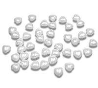 Syntego 50 x White Pearl Flat Backed Heart Shape Beads 8mm, Crafts, Table Decorations, Wedding Card Invitations